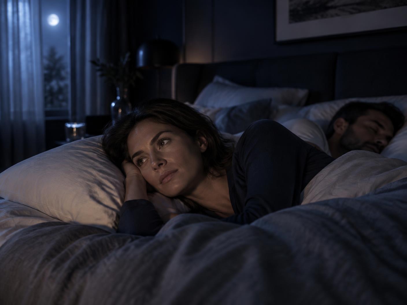 A partner awake during a disrupted night